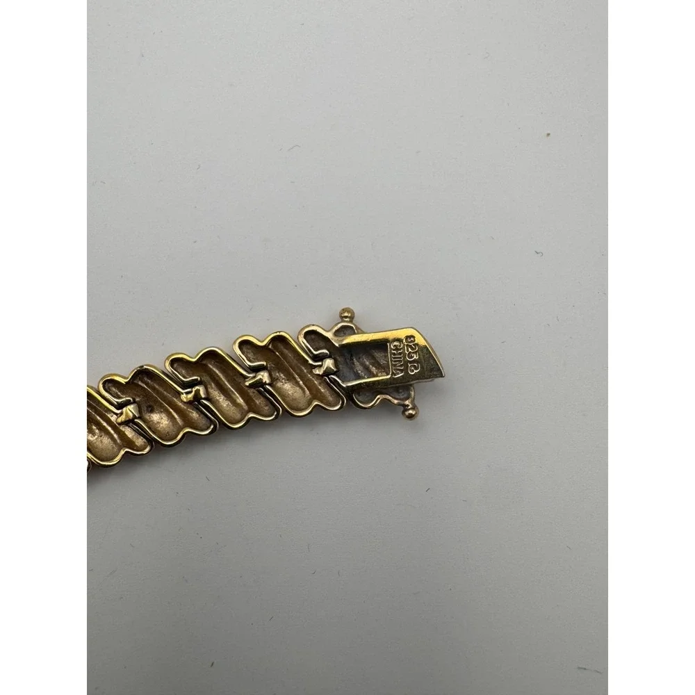 Vintage Tennis Bracelet Two Tone Diamond Cut Twisted Rope S Link - Picture 7 of 9
